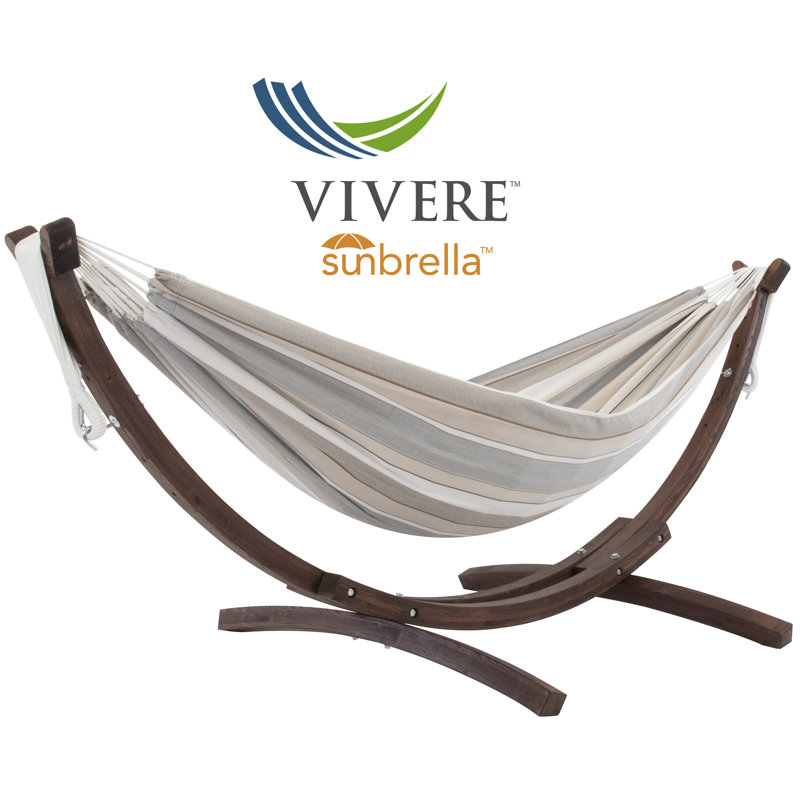 Bay Isle Home Holyoke Double Cotton Hammock with Solid Pine Arc Stand